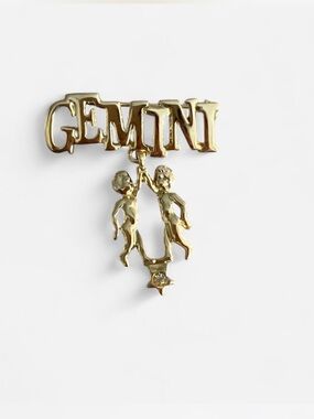 Gold Gemini Zodiac Pendant Charm - Women Jewelry